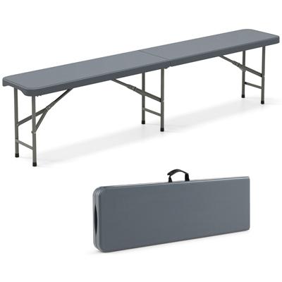 180 cm Opvouwbare Kunststof Bank Draagbare Half Opvouwbare Zitting met een Capaciteit van 600 kg Verdikte HDPE Lange Zitting