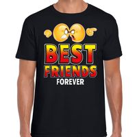 Funny emoticon t-shirt yes best friends forever zwart voor heren - thumbnail