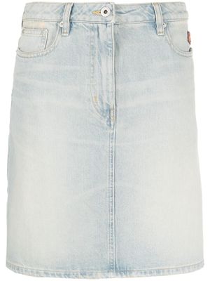 Kenzo jupe en jean à fleurs brodées - Bleu
