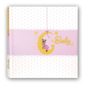 Fotoboek/fotoalbum Mia baby meisje met 20 paginas roze 24 x 24 x 2,5 cm   -
