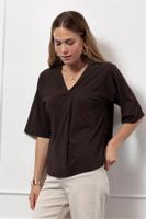 Studio Anneloes Marly Top 13134 T-shirt Korte Mouw 8700 Espresso