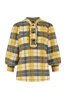 Nena madras blouse - oker/dark blue - 07016