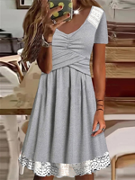 Casual Loose Cotton Lace Dress With No - thumbnail