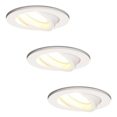 Set van 3 Dublin LED inbouwspots - 4 Watt 345 lumen - 2700K Warm wit - GU10 - Dimbaar - Rond - Kantelbaar - IP20 voor binnen - Wit