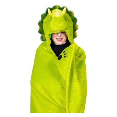 Noxxiez knuffeldeken met capuchon dino, 130x100cm