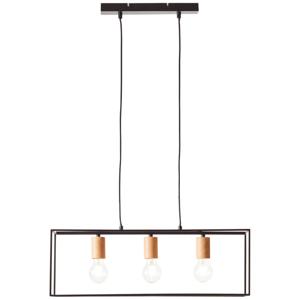 Brilliant HanglampArica 3-lichts zwart met hout - 92747/76