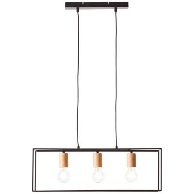 Brilliant HanglampArica 3-lichts zwart met hout - 92747/76