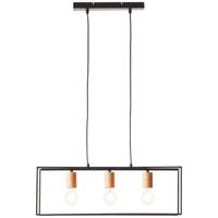 Brilliant HanglampArica 3-lichts zwart met hout - 92747/76 Brilliant HanglampArica 3-lichts zwart met hout - 92747/76