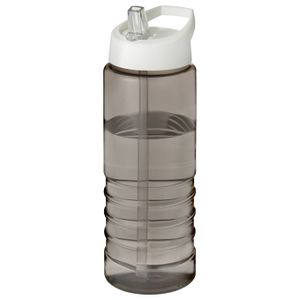 Sport bidon Hi-eco gerecycled kunststof - drinkfles/waterfles - donkergrijs/wit - 750 ml