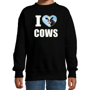 I love cows sweater / trui met dieren foto van een koe zwart voor kinderen