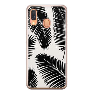 Samsung Galaxy A40 siliconen telefoonhoesje - Palm leaves silhouette
