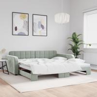 Slaapbank met onderschuifbed 100x200 cm fluweel lichtgrijs