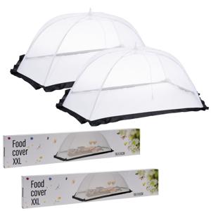 Voedselkap - 2x - wit/zwart - 6-hoekig - XXL - 116 x 65 cm - anti-ongedierte - food cover - vliegenk