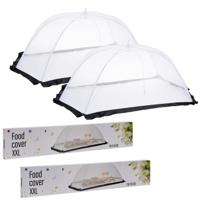 Voedselkap - 2x - wit/zwart - 6-hoekig - XXL - 116 x 65 cm - anti-ongedierte - food cover - vliegenk - thumbnail