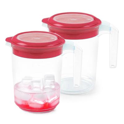 Sapkan / Schenkkan karaf met deksel - 2x - 1500 ml - roze - kunststof - met mix en navul dop