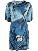 MOSCHINO JEANS robe-chemise à imprimé jean - Bleu