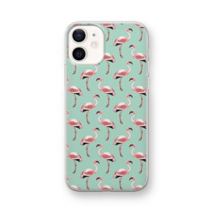 Flamingoprint groen: iPhone 12 mini Transparant Hoesje