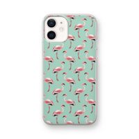 Flamingoprint groen: iPhone 12 mini Transparant Hoesje