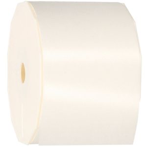 1x Brede luxe parelwitte kunststof lint rollen 9 cm x 91 meter cadeaulint verpakkingsmateriaal - Cadeaulinten