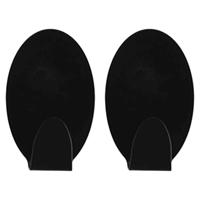 Excellent houseware ophang haakjes - zelfklevend - ovaal - zwart - 6x stuks - rvs