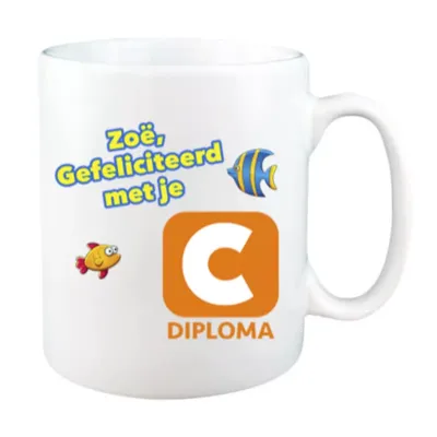 Zwemdiploma C mok met naam (wit)
