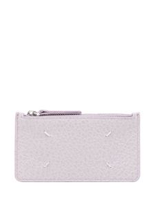 Maison Margiela porte-cartes en cuir à détails de coutures - Violet