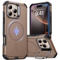 iPhone 16 Pro Max Cyber Tough Case with Stash Stand (HaloLock) - Gold