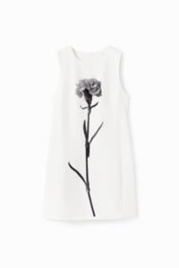 Overgooier jurk met bloemen - WHITE - XL