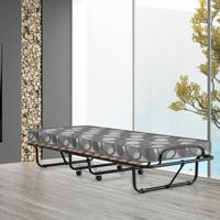 80 x 190 cm Logeerbed met Matras van Traagschuim Inklapbaar Eenpersoonsbed Stabiel Metalen Bed Gemaakt in Italië Grijs/Blauw/Beige