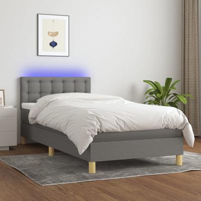 Boxspring met matras en LED stof donkergrijs 90x190 cm