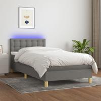Boxspring met matras en LED stof donkergrijs 90x190 cm