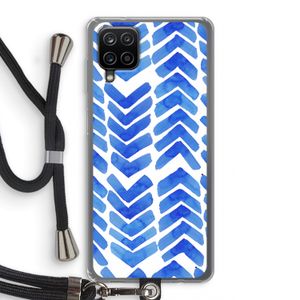 Blauwe pijlen: Samsung Galaxy A12 Transparant Hoesje met koord
