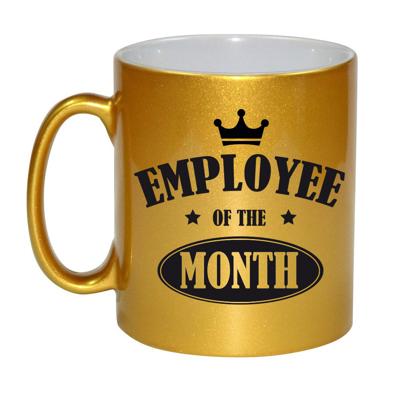 Collega cadeau koffiemok - beker - Employee of the month - werknemer van de maand - goud - personeel Collega cadeau koffiemok - beker - Employee of the month - werknemer van de maand - goud - personeel