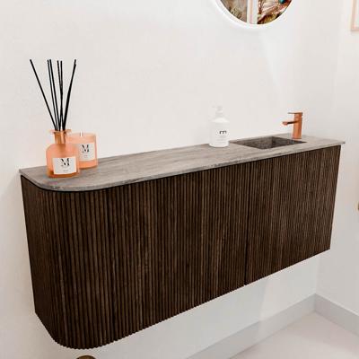 Toiletmeubel Mondiaz Joya Dlux | 101.6 cm | Meubelkleur Walnut | Faye wastafel Oza Wasbak Rechts | 1 kraangat