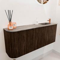 Toiletmeubel Mondiaz Joya Dlux | 101.6 cm | Meubelkleur Walnut | Faye wastafel Oza Wasbak Rechts | 1 kraangat