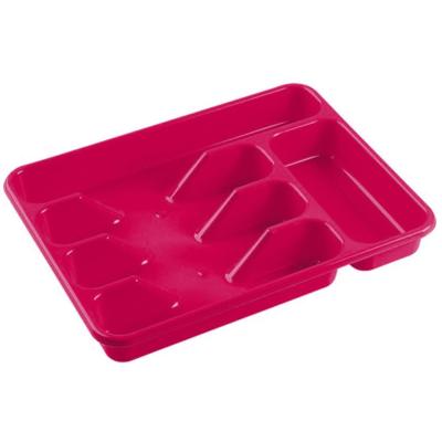 Bestekbak - fuchsia roze - 5 vakken - 34 x 26 x 5 cm - lade indeling - bestekhouders