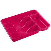 Bestekbak - fuchsia roze - 5 vakken - 34 x 26 x 5 cm - lade indeling - bestekhouders