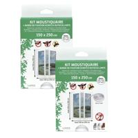 Luance Vliegen/insecten opzet raam hor - 2x - wit - 150 x 250 cm - hordoeken met klittenband