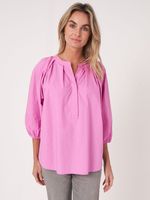 Losse katoenen blouse met 3/4 raglan pofmouwen