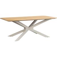 Leen Bakker - Tuintafel Perpignan - Zand - 75x200x100 Cm - Aluminium/Teakhout - Beige
