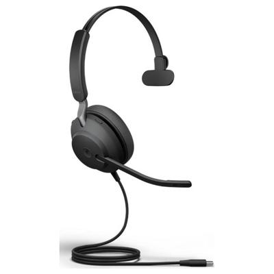 Jabra Evolve2 40 SE USB C/A MS Mono On Ear headset Computer Kabel Zwart