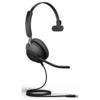 Jabra Evolve2 40 SE USB C/A MS Mono On Ear headset Computer Kabel Zwart