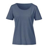 Pyjama-shirt van bio-katoen met ronde hals, rookblauw Maat: 36/38