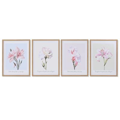 Schilderij Home ESPRIT Blommor Shabby Chic 30 x 1,8 x 40 cm (4 Stuks)
