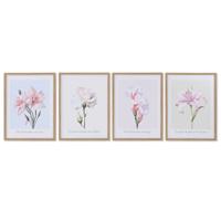 Schilderij Home ESPRIT Blommor Shabby Chic 30 x 1,8 x 40 cm (4 Stuks)