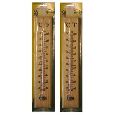 Benson Thermometer - 2x - binnen en buiten - hout - met ophangoogje