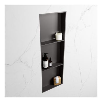 Wandnis Solid Surface Easy | In- en opbouw | 30x90x8 cm | 3 vakken | Dark grey
