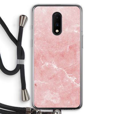 Roze marmer: OnePlus 7 Transparant Hoesje met koord