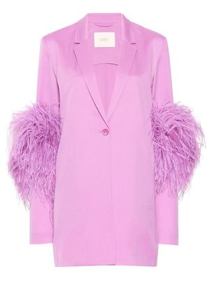 LAPOINTE blazer boutonné à bord de plumes - Rose