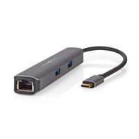 USB Multi-Port Adapter | USB 3.2 Gen 1 | USB-C Male | HDMI Output / RJ45 Female / 2x USB-A Female / 2x USB-C | 5 Gbps | 0.20 m | Rond | Verguld | PVC | Antraciet